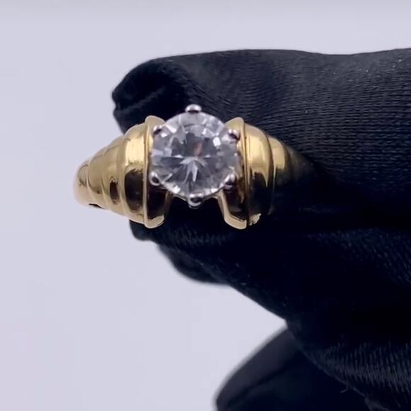 LIND 14K HGE Cubic Zirconia Vintage Costume Engagement Ring - Picture 5 of 16